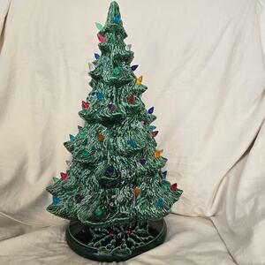 VTG Nowell Mold 2-Piece Ceramic Christmas Tree Lights 18" Beautiful *read*